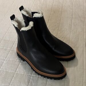 Black Shearling-Lined Ankle Boots